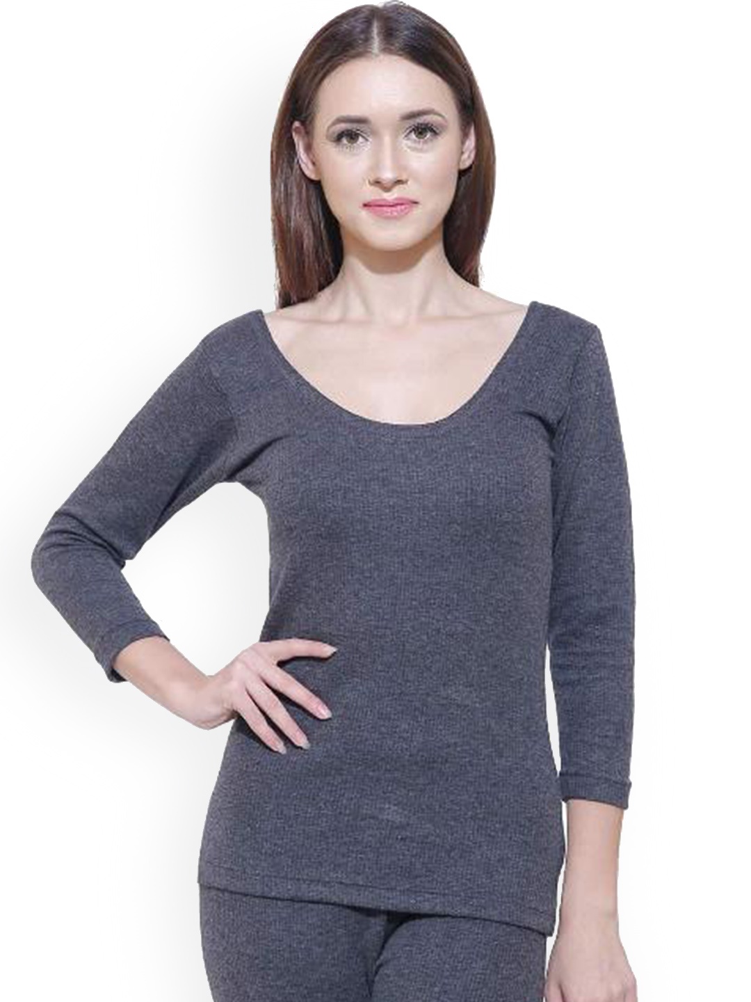 

BODYCARE INSIDER Round Neck Woollen Thermal Top, Charcoal