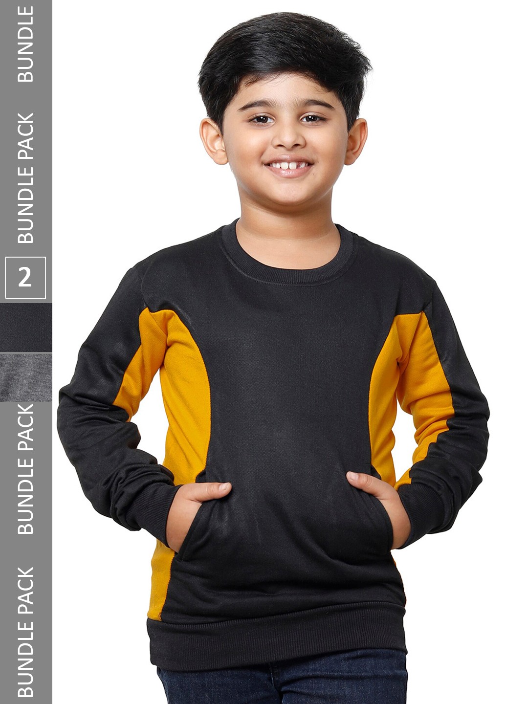

IndiWeaves Boys Pack Of 2 Long Sleeves Pullover, Black