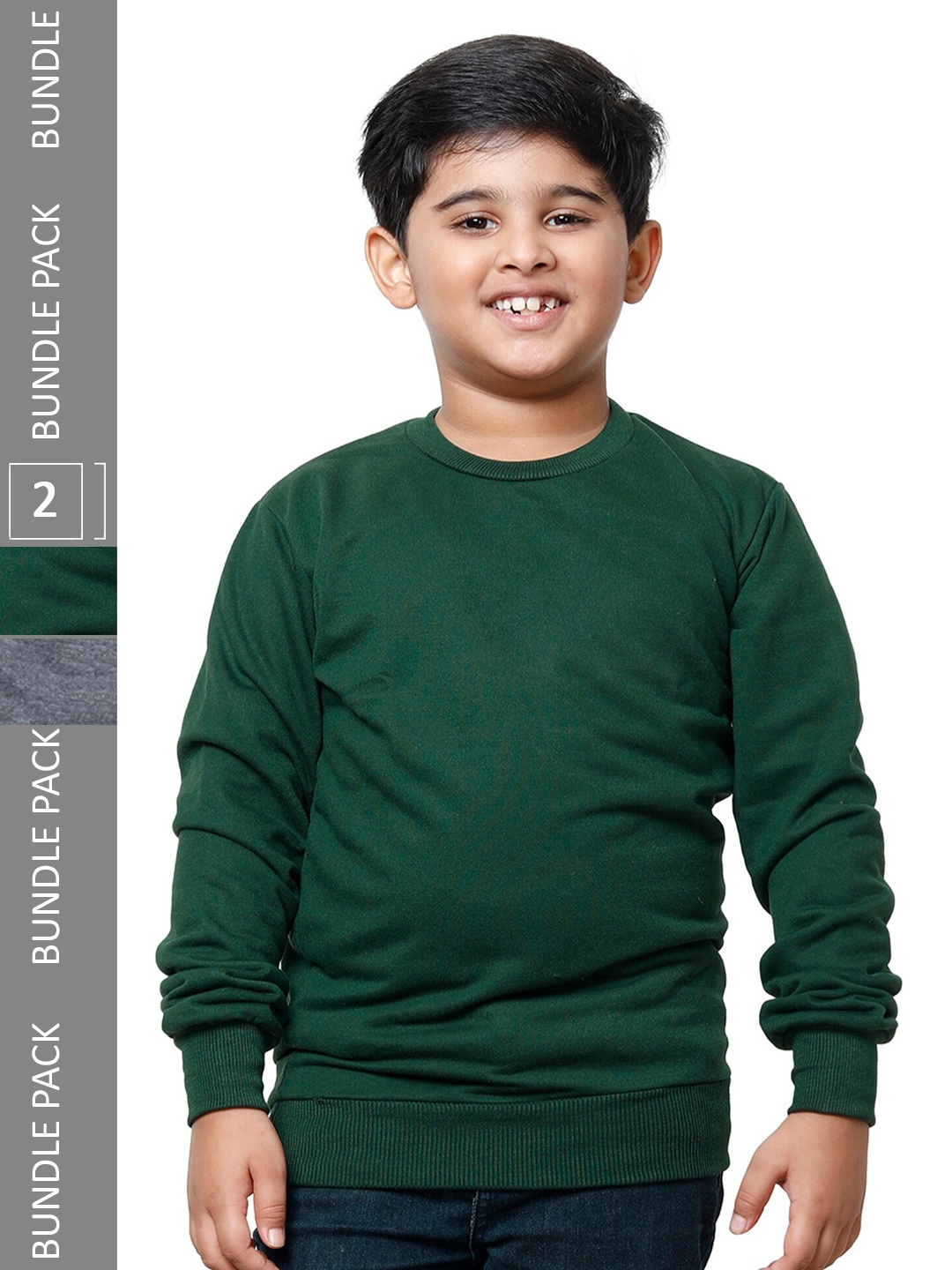 

IndiWeaves Boys Pack of 2 Fleece Pullovers, Green