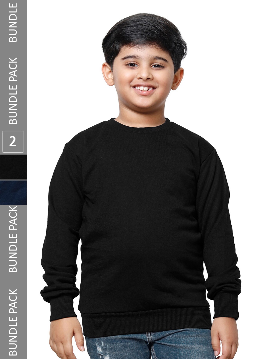 

IndiWeaves Boys Pack of 2 Fleece Pullovers, Black