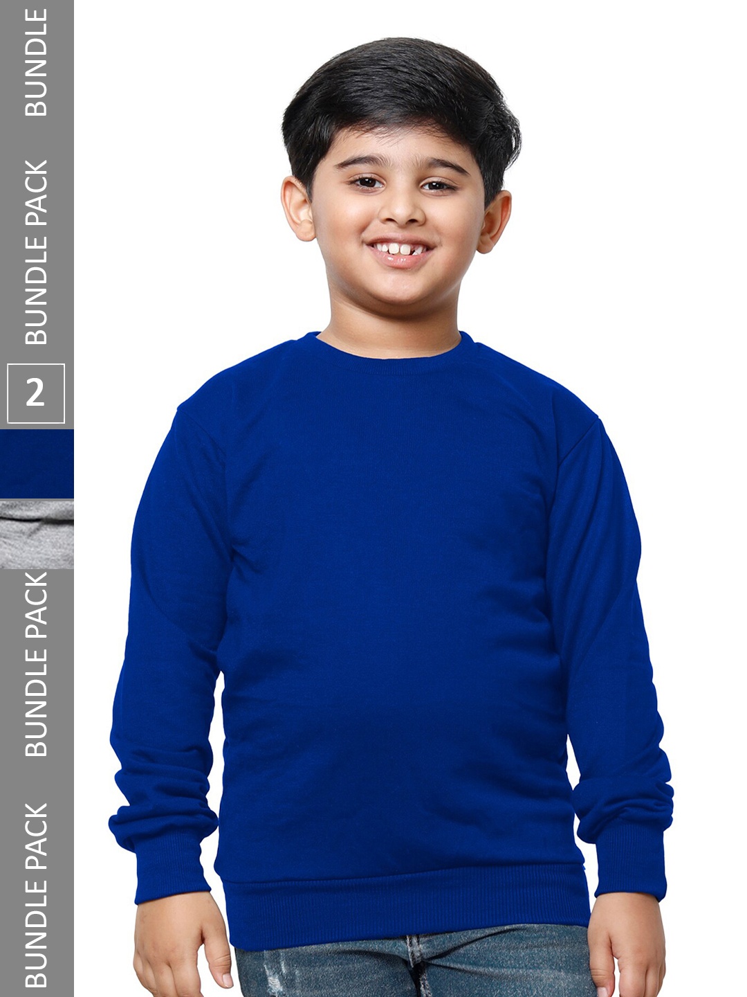 

IndiWeaves Boys Pack Of 2 Round Neck Sweatshirt, Blue