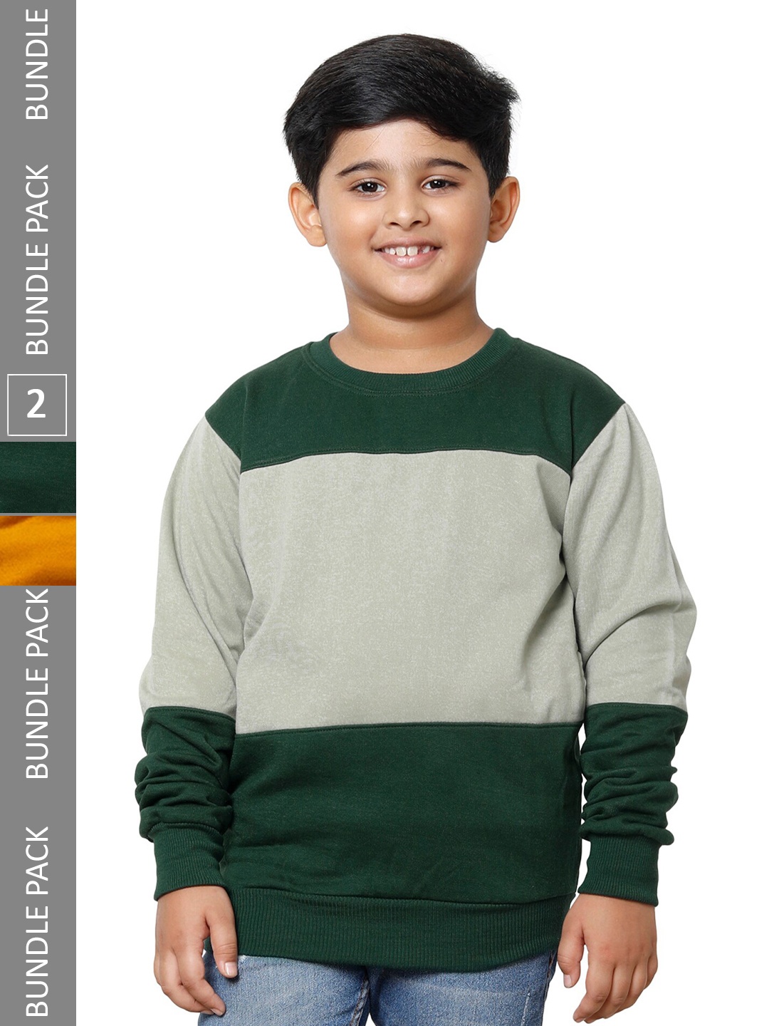 

IndiWeaves Boys Pack Of 2 Colourblocked Sweatshirt, Green