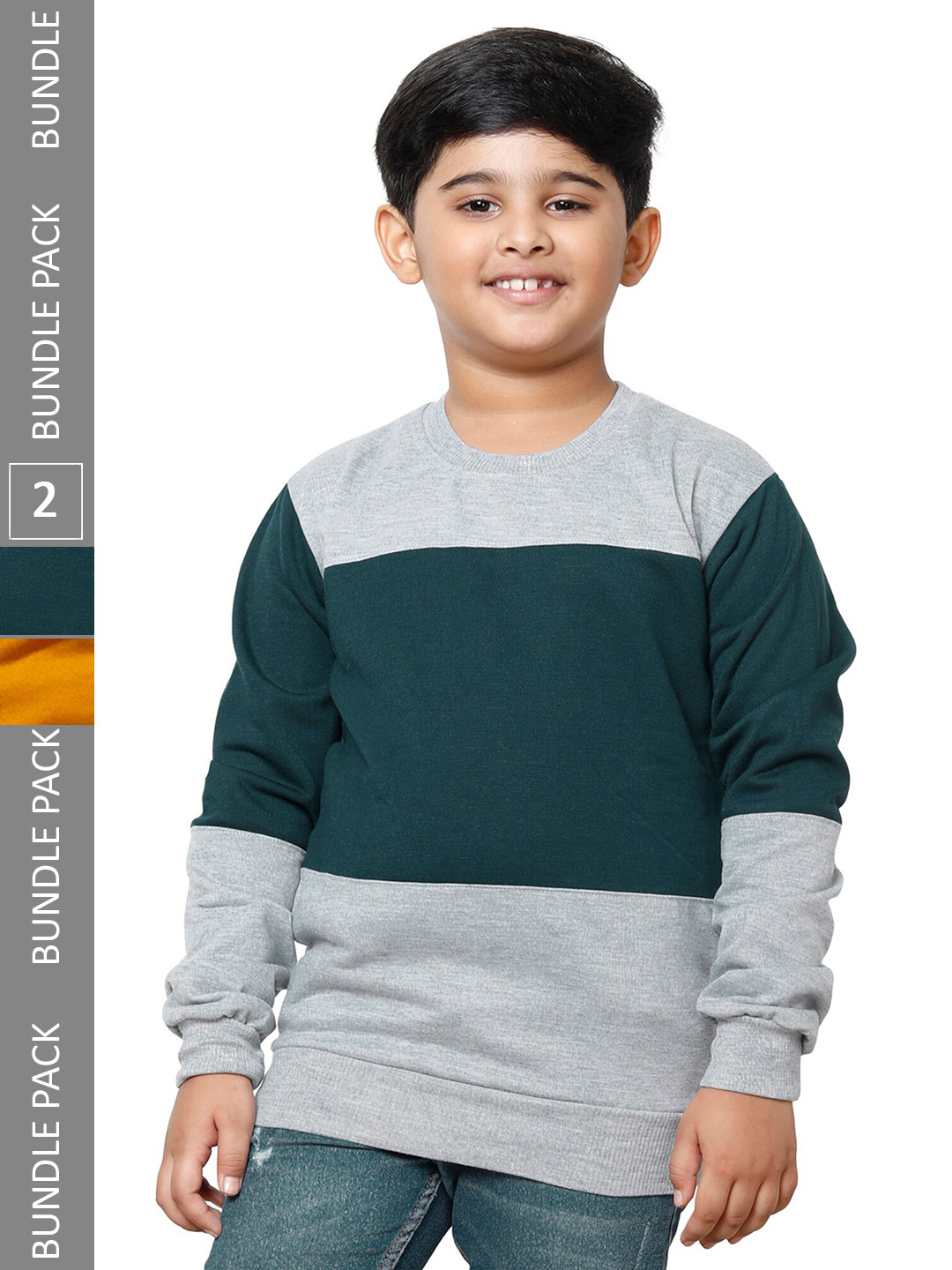 

IndiWeaves Boys Pack Of 2 Colourblocked Sweatshirt, Green