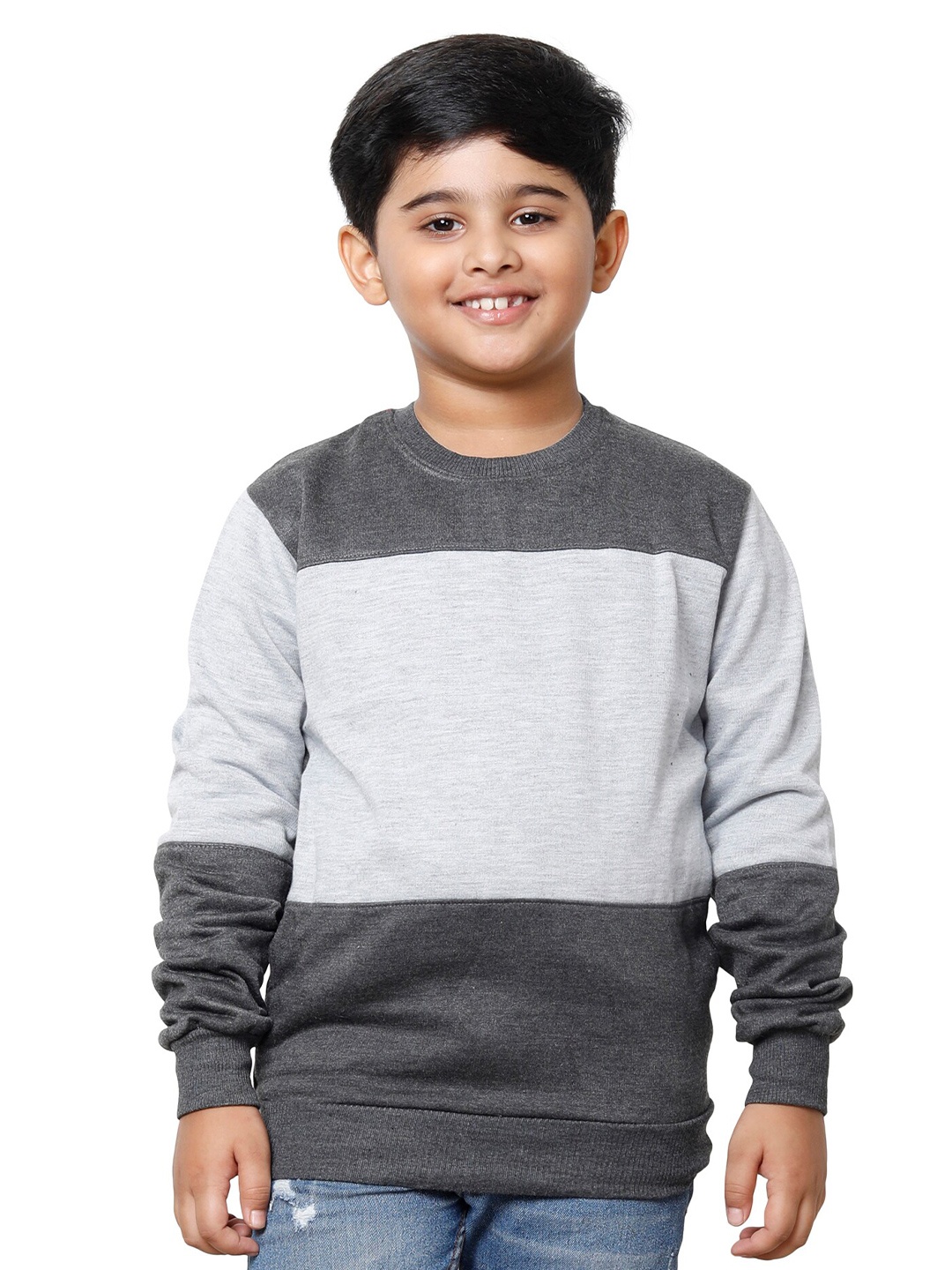 

IndiWeaves Boys Colourblocked Sweatshirt, Grey