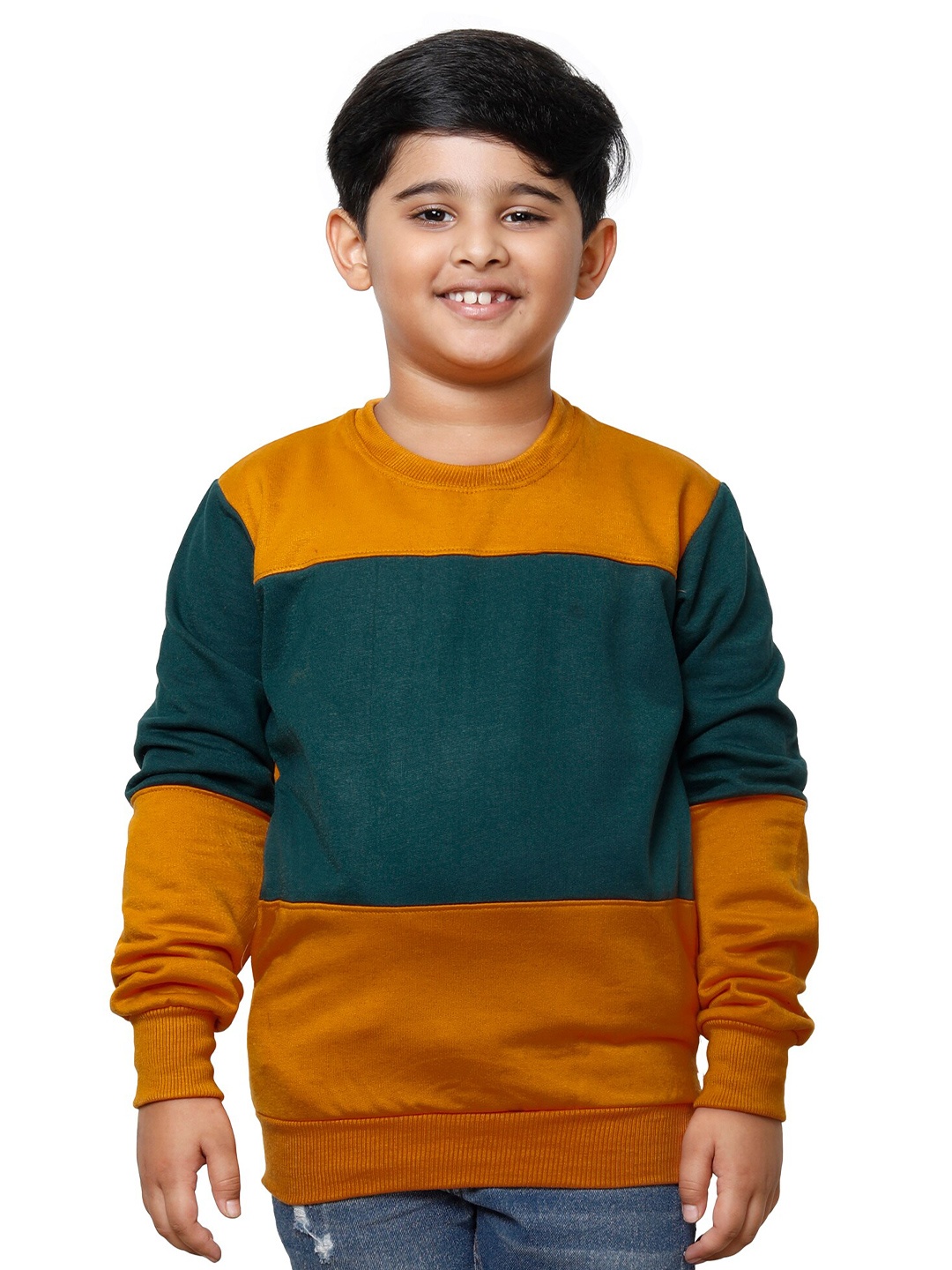 

IndiWeaves Boys Colourblocked Sweatshirt, Orange