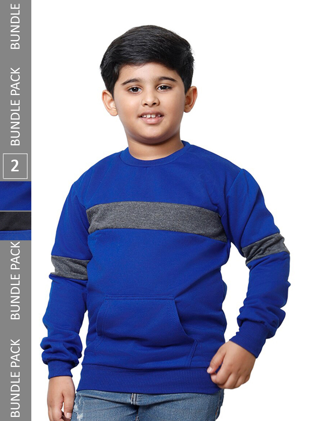 

IndiWeaves Boys Pack Of 2 Striped Sweatshirt, Blue