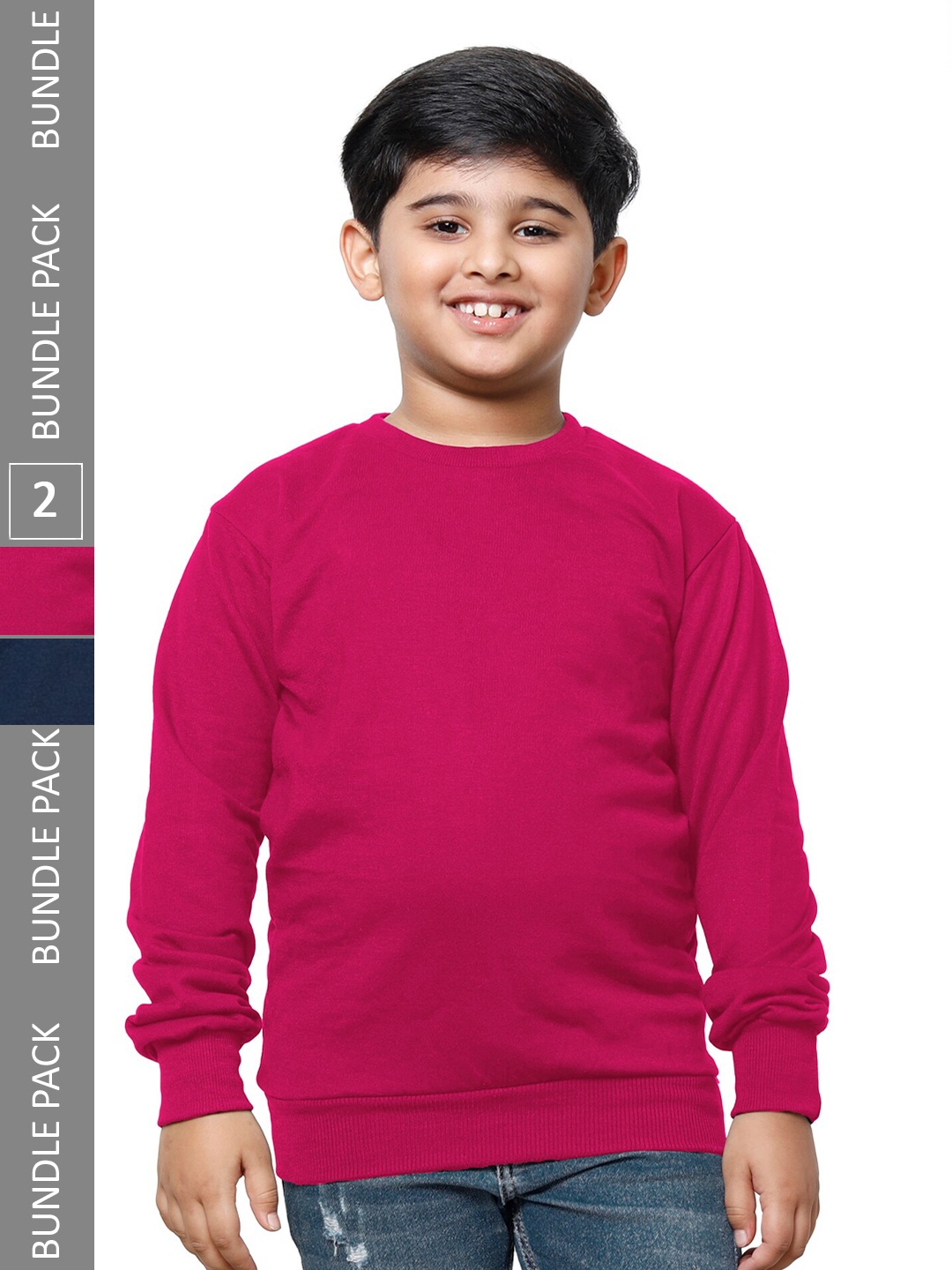 

IndiWeaves Boys Pack Of 2 Round Neck Sweatshirt, Pink