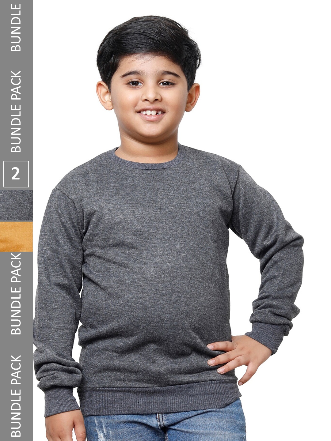

IndiWeaves Boys Pack Of 2 Sweatshirt, Grey