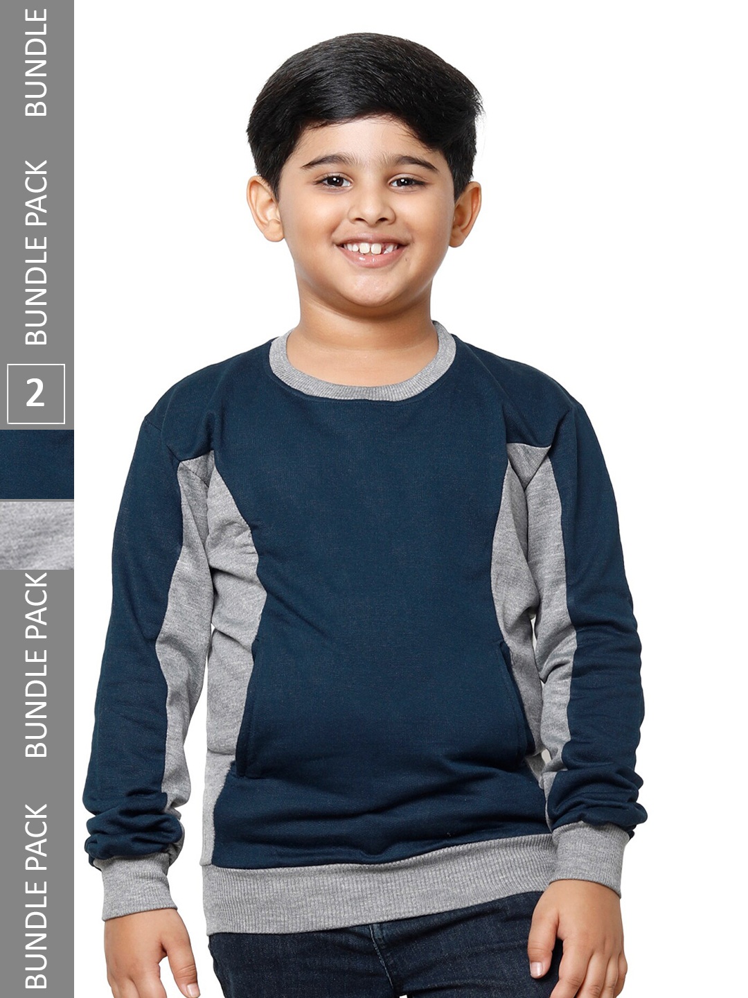 

IndiWeaves Boys Pack Of 2 Colourblocked Fleece Pullover, Teal