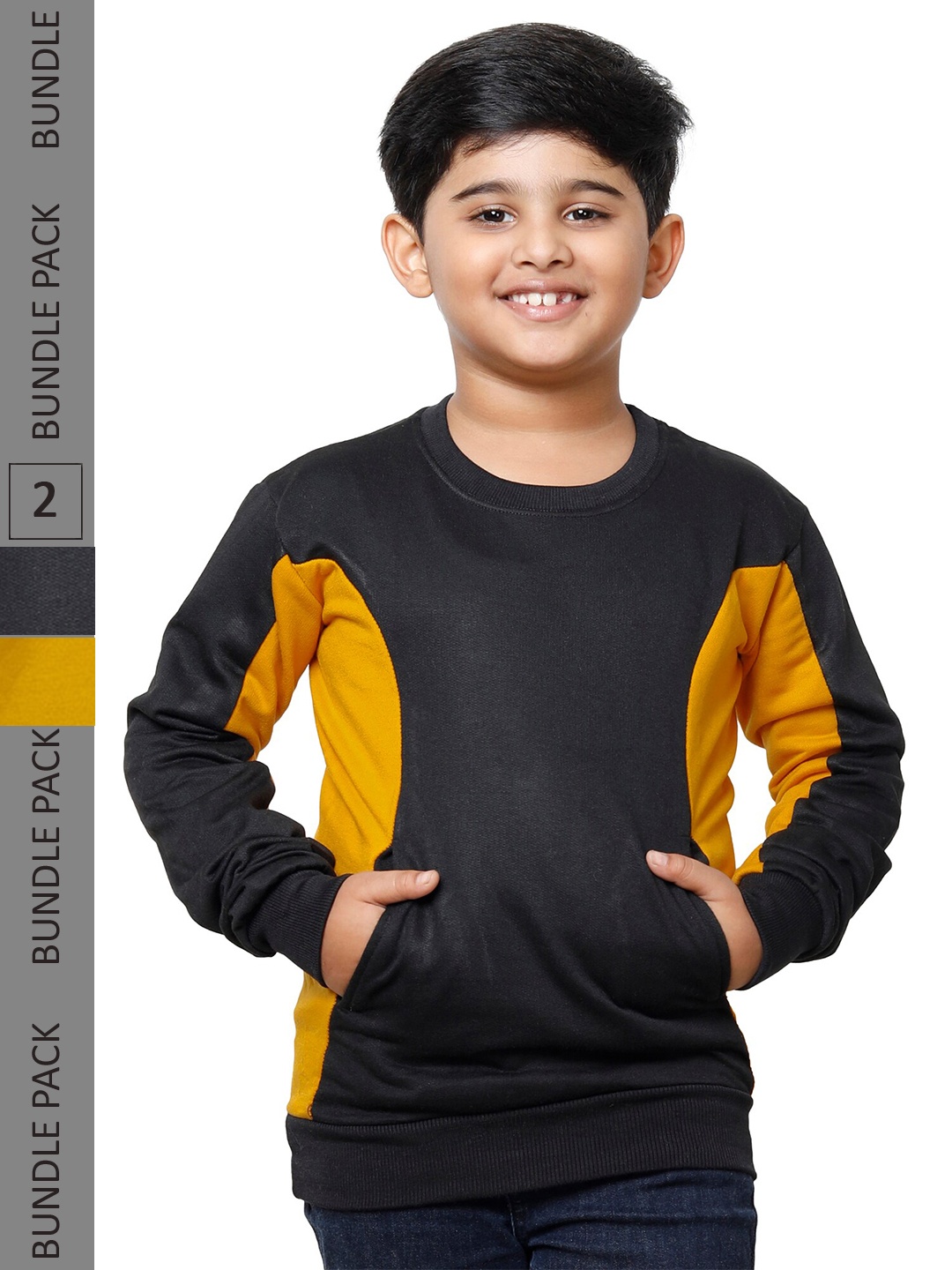 

IndiWeaves Boys Pack Of 2 Colourblocked Sweatshirts, Black