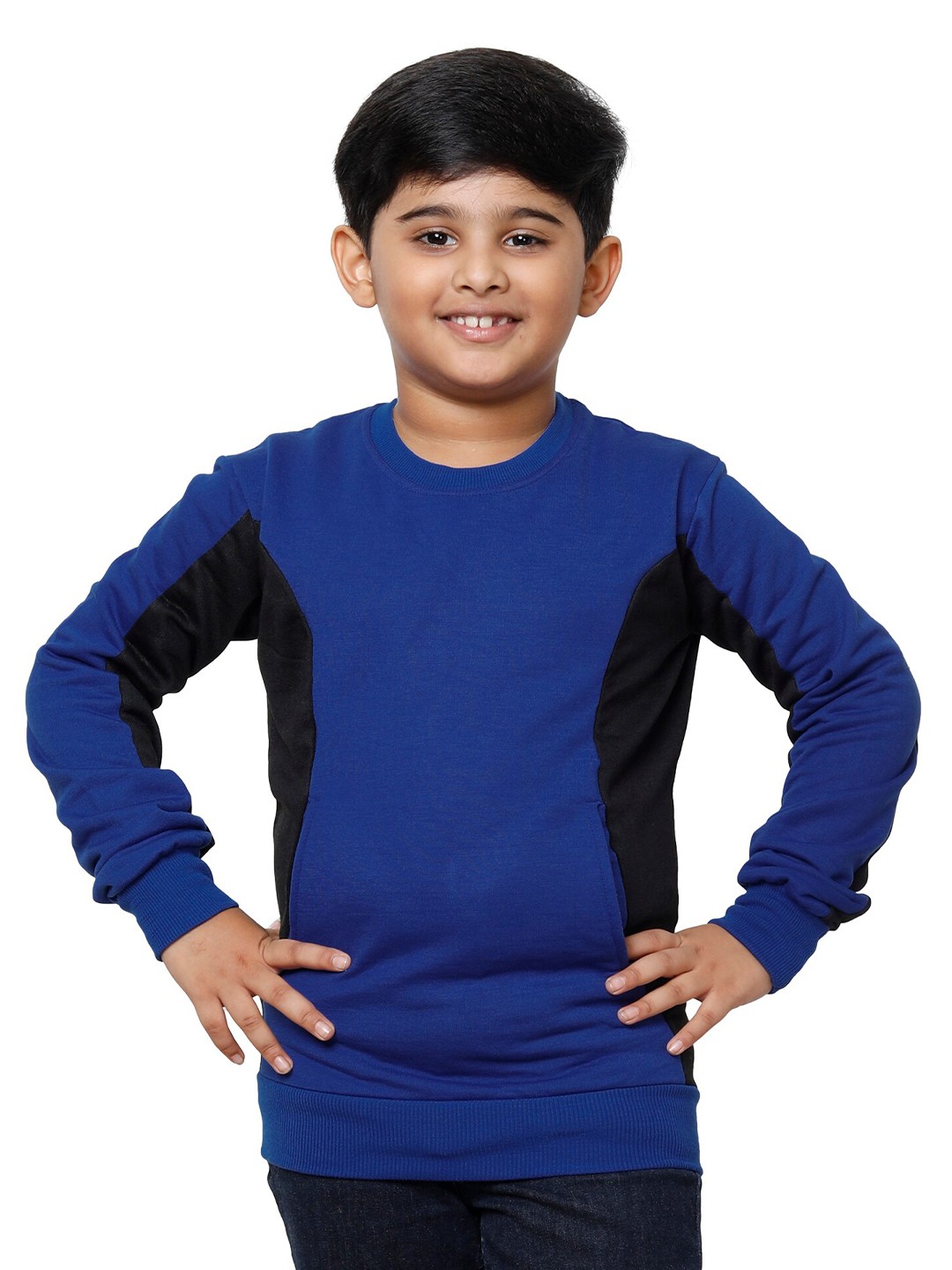 

IndiWeaves Boys Colourblocked Round Neck Sweatshirt, Blue