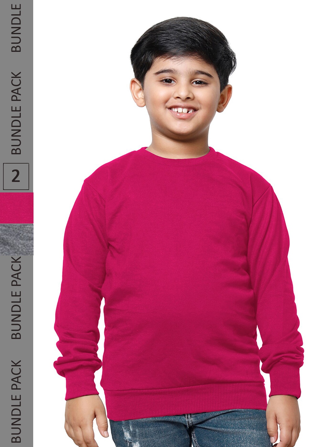 

IndiWeaves Boys Pack Of 2 Long Sleeves Fleece Sweatshirt, Magenta