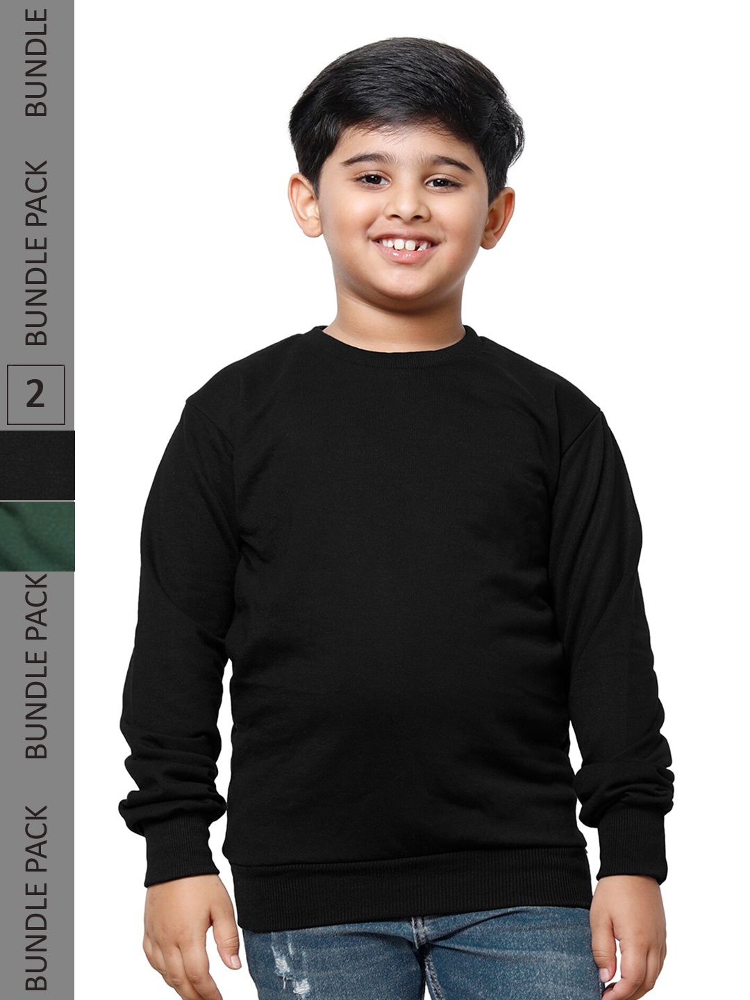 

IndiWeaves Boys Pack Of 2 Long Sleeves Fleece Sweatshirt, Black
