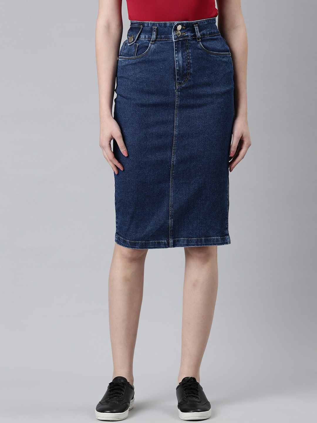 

SHOWOFF Denim Knee-Length Pencil Skirt, Blue