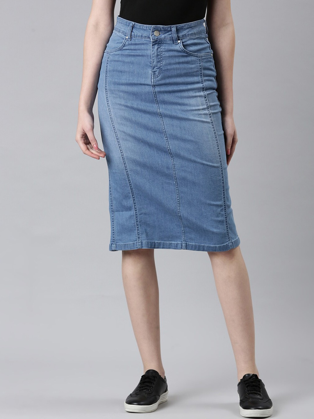 

SHOWOFF Denim Midi A-Line Skirt, Blue