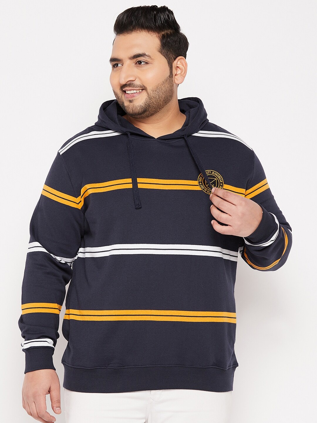 

AUSTIVO Striped Hooded Sweatshirt, Navy blue