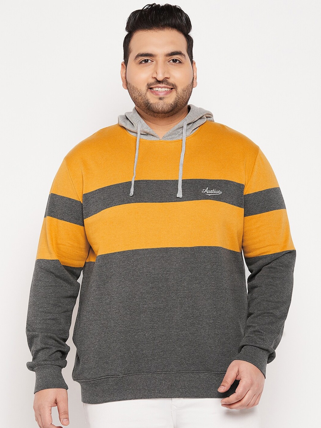 

AUSTIVO Colourblocked Hooded Sweatshirt, Yellow
