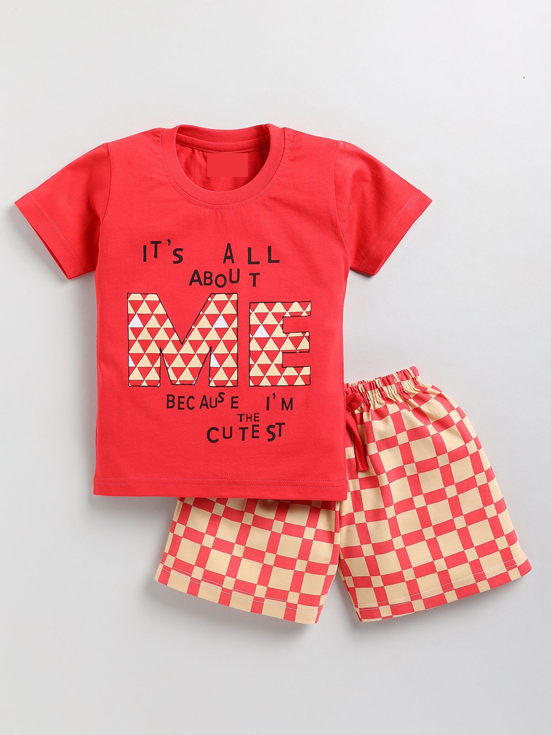 

Toonyport Kids Boys Typography Printed Pure Cotton T-shirt with Shorts, Red
