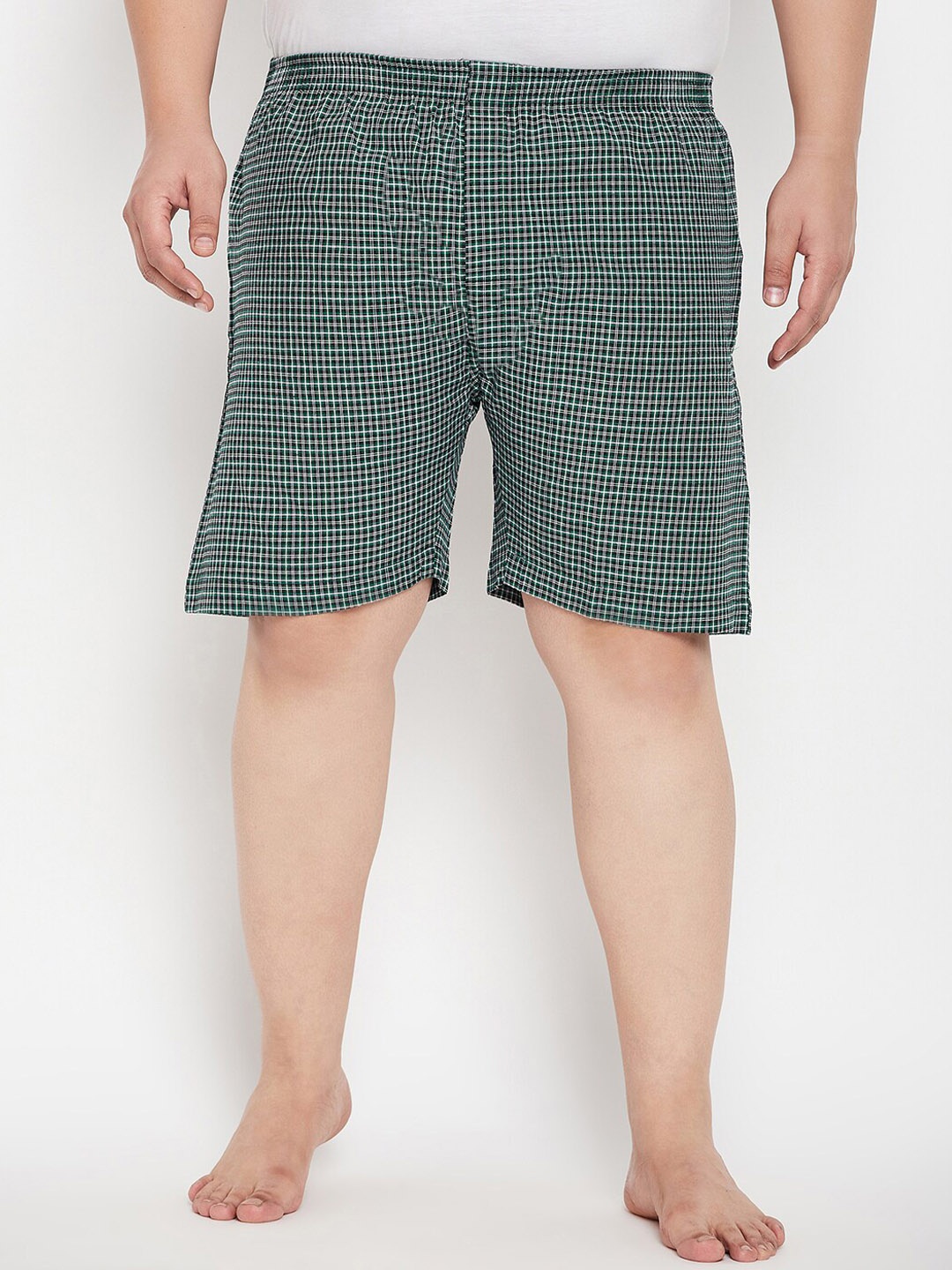 

bigbanana Men Plus Size Checked Pure Cotton Boxers, Black