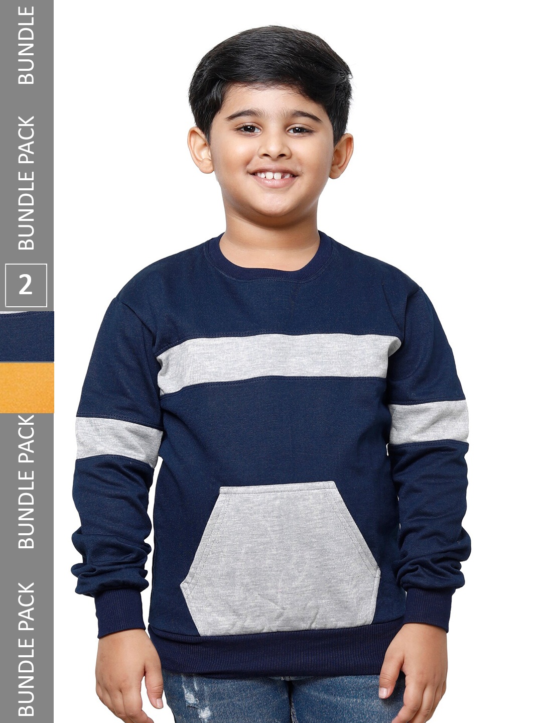 

IndiWeaves Boys Pack Of 2 Long Sleeves Fleece Sweatshirt, Blue
