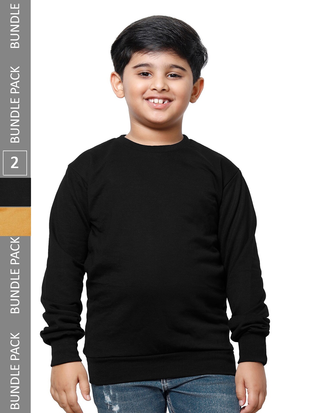 

IndiWeaves Boys Pack Of 2 Long Sleeves Fleece Sweatshirt, Black