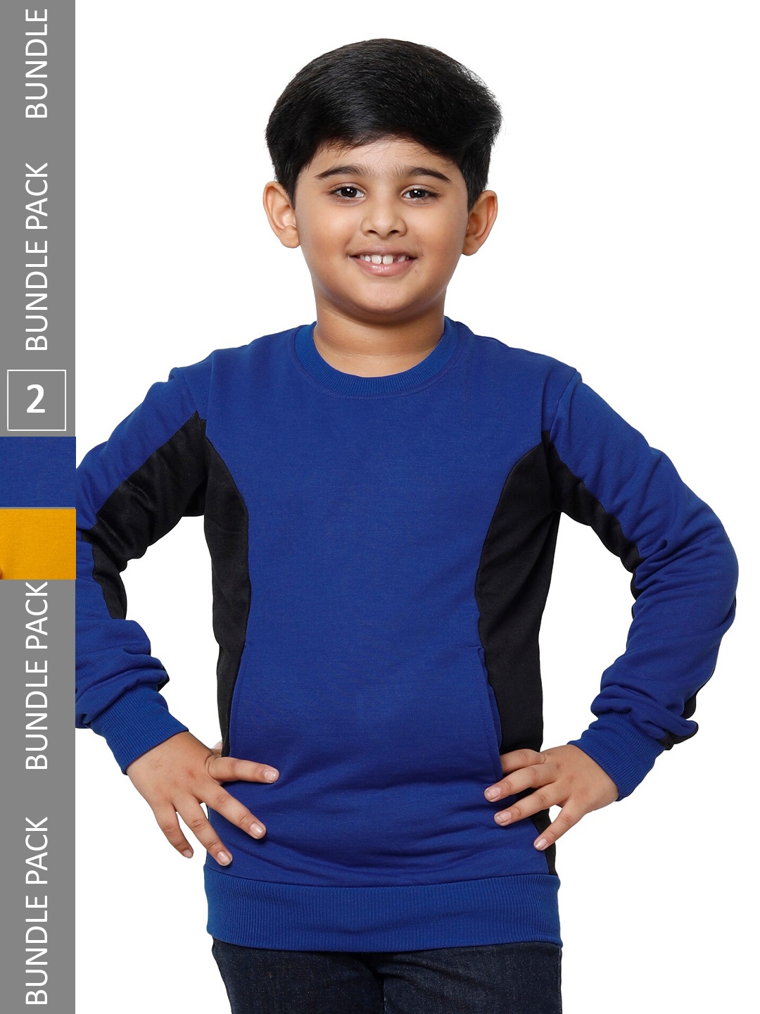 

IndiWeaves Boys Pack Of 2 Long Sleeves Fleece Sweatshirt, Blue
