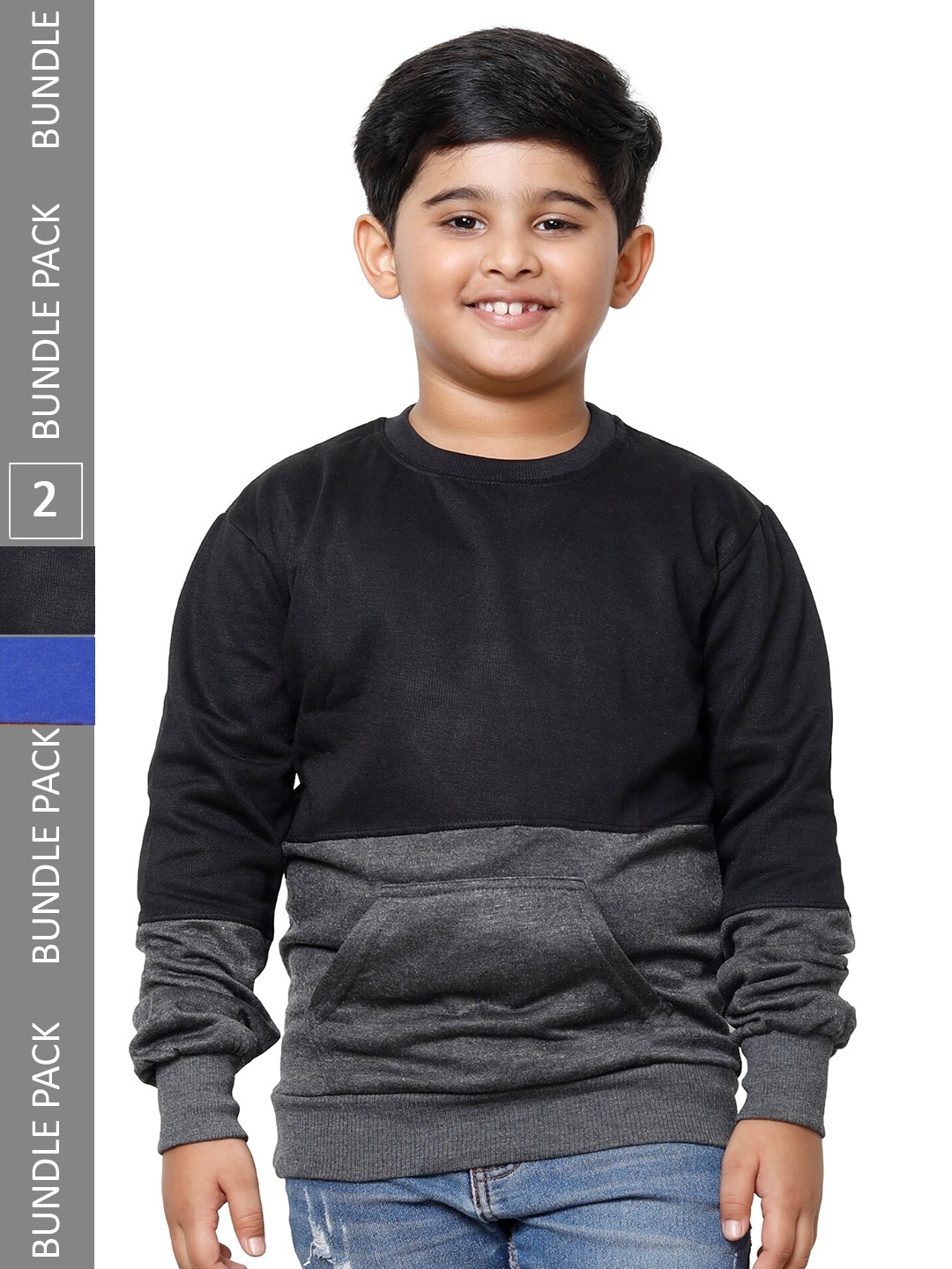

IndiWeaves Boys Pack Of 2 Long Sleeves Fleece Sweatshirt, Multi