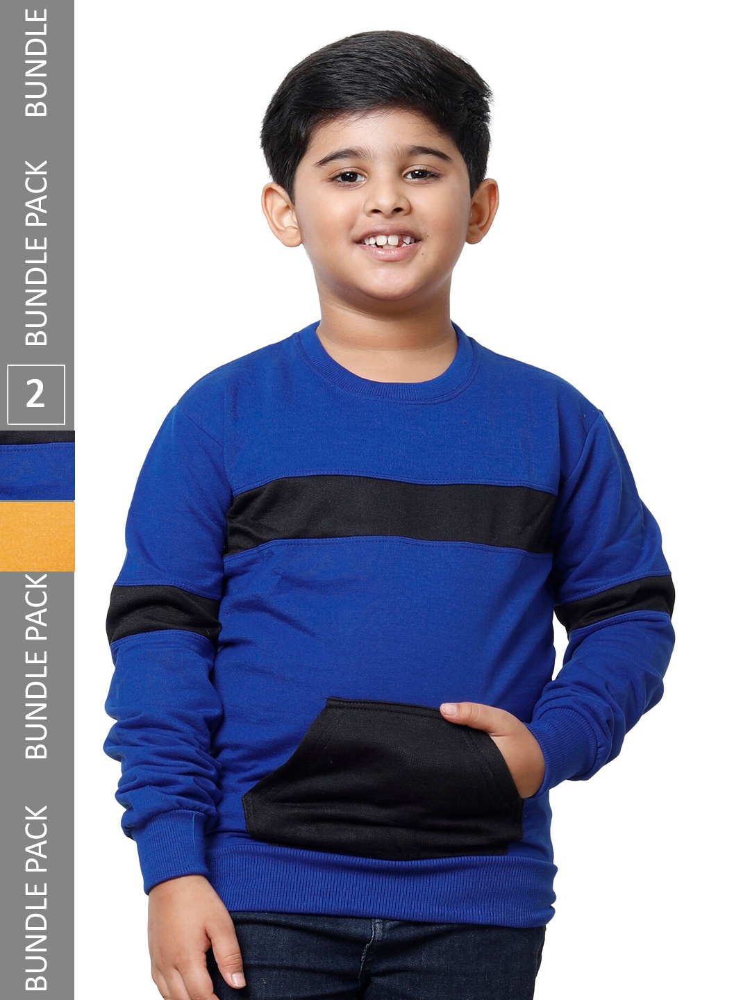 

IndiWeaves Boys Pack Of 2 Long Sleeves Fleece Sweatshirt, Blue
