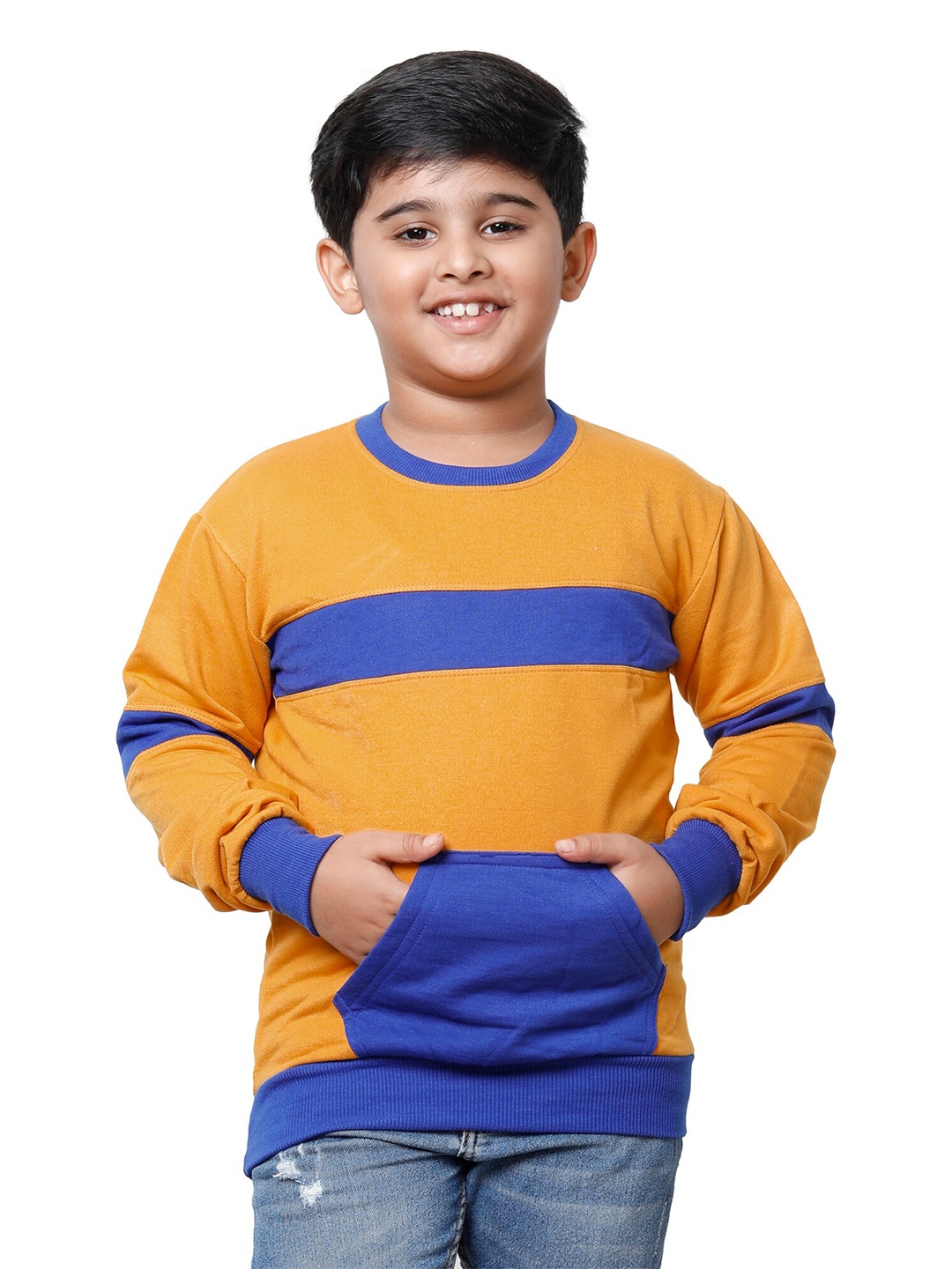 

IndiWeaves Boys Colourblocked Sweatshirt, Yellow
