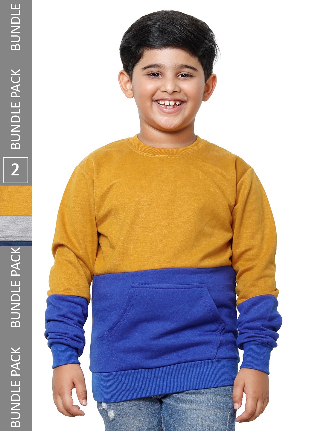 

IndiWeaves Boys Pack Of 2 Long Sleeves Fleece Sweatshirt, Yellow
