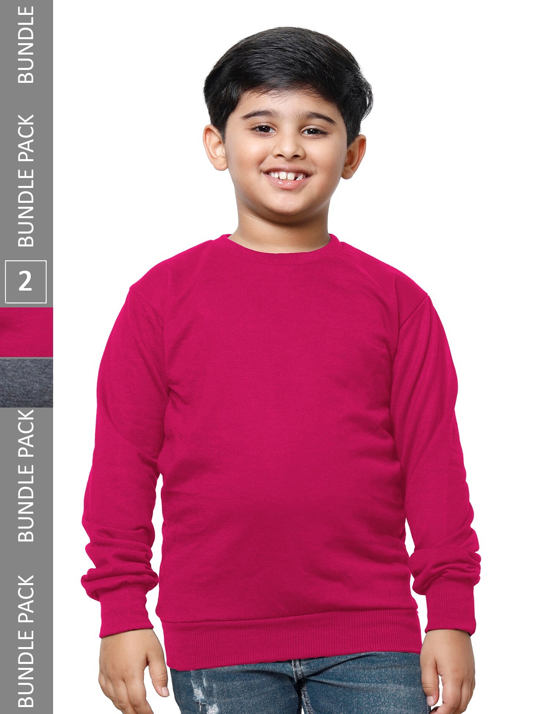 

IndiWeaves Boys Pack Of 2 Round Neck Sweatshirts, Pink