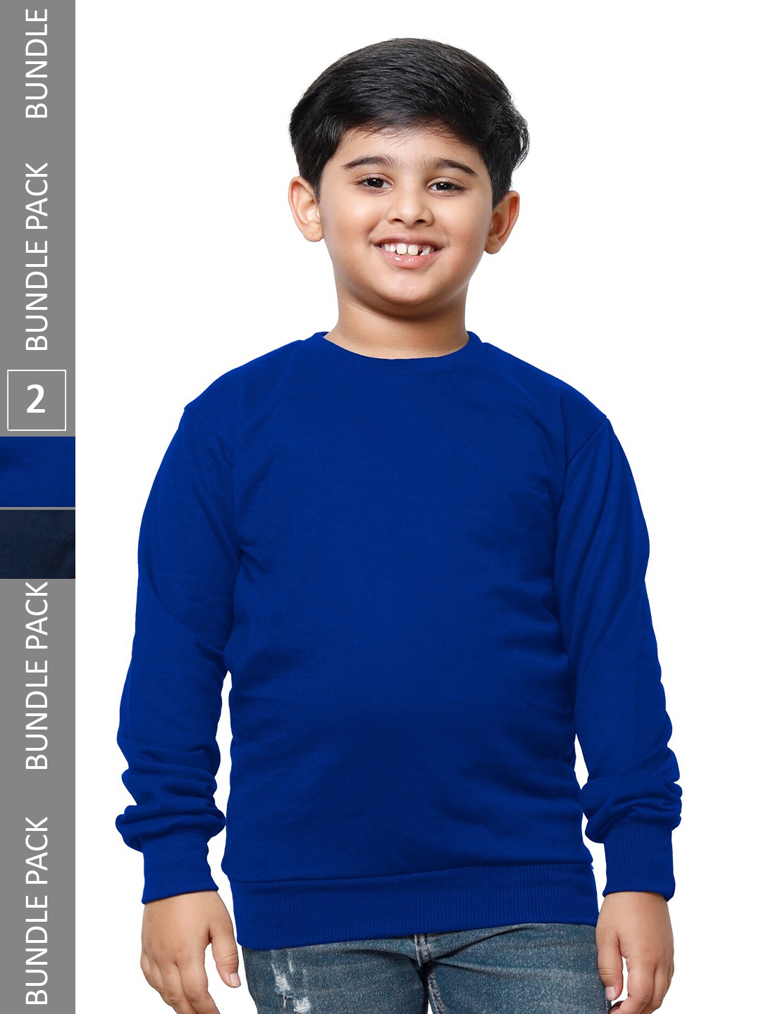 

IndiWeaves Boys Pack Of 2 Round Neck Sweatshirts, Blue