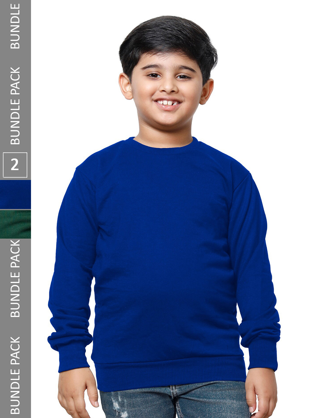 

IndiWeaves Boys Pack Of 2 Round Neck Sweatshirts, Blue