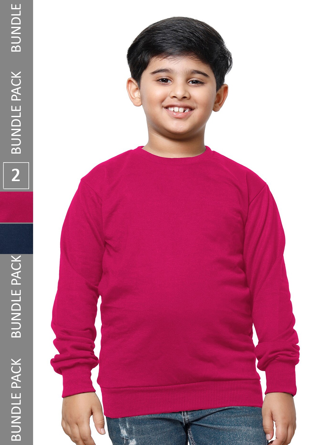 

IndiWeaves Boys Pack Of 2 Round Neck Sweatshirts, Pink