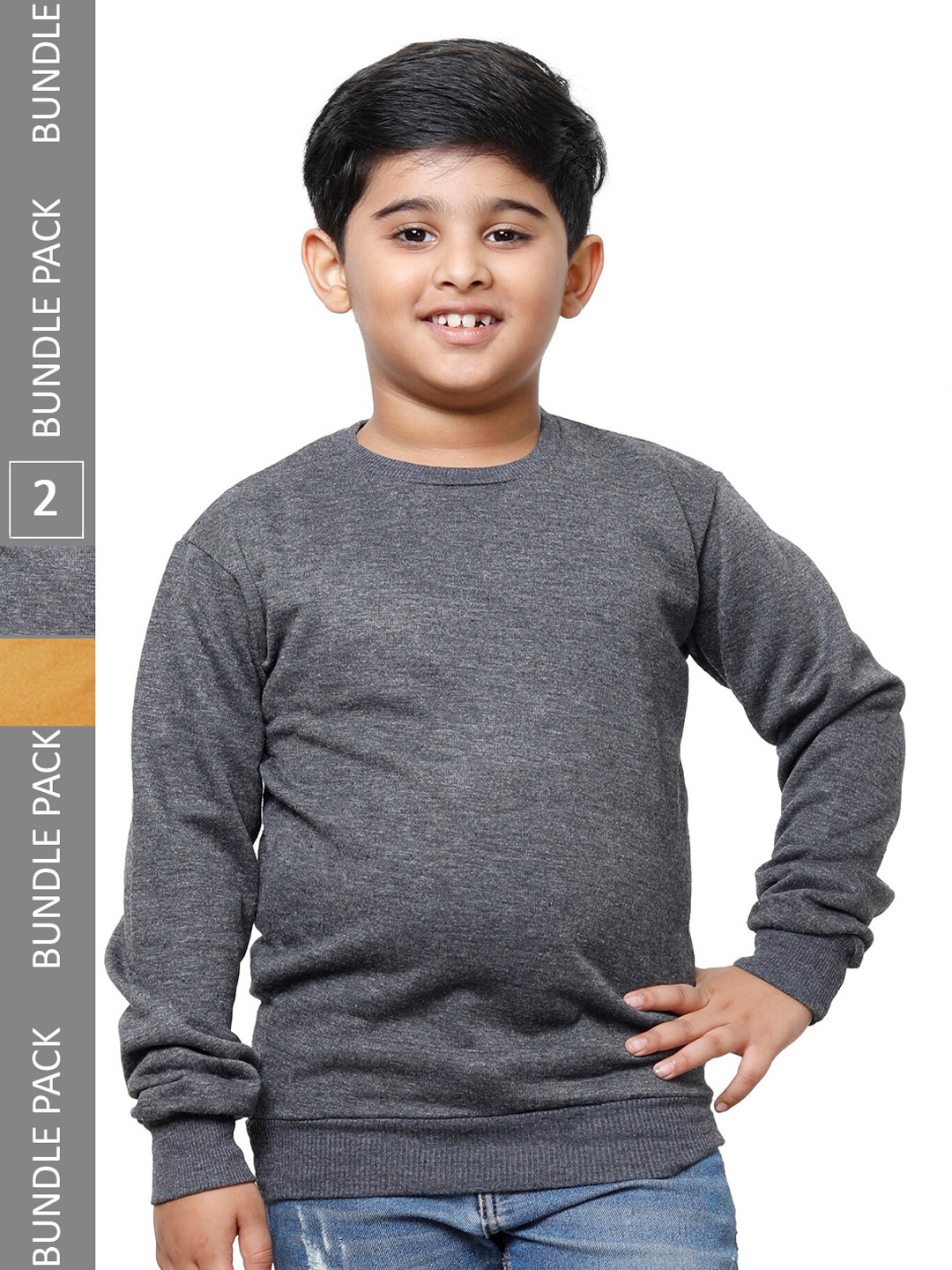 

IndiWeaves Boys Pack Of 2 Pullover Fleece Sweatshirts, Grey