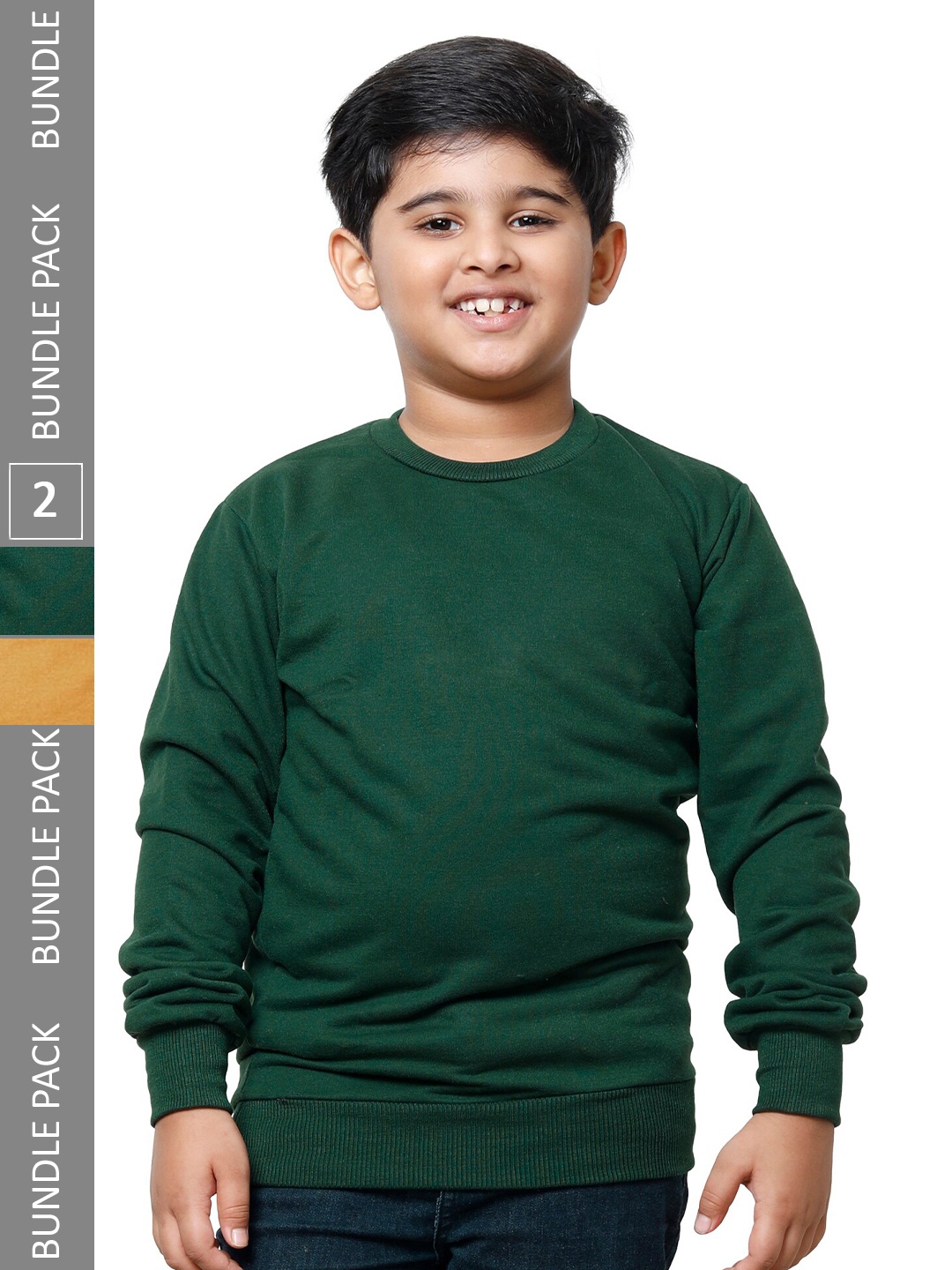 

IndiWeaves Boys Pack Of 2 Pullover Fleece Sweatshirts, Green