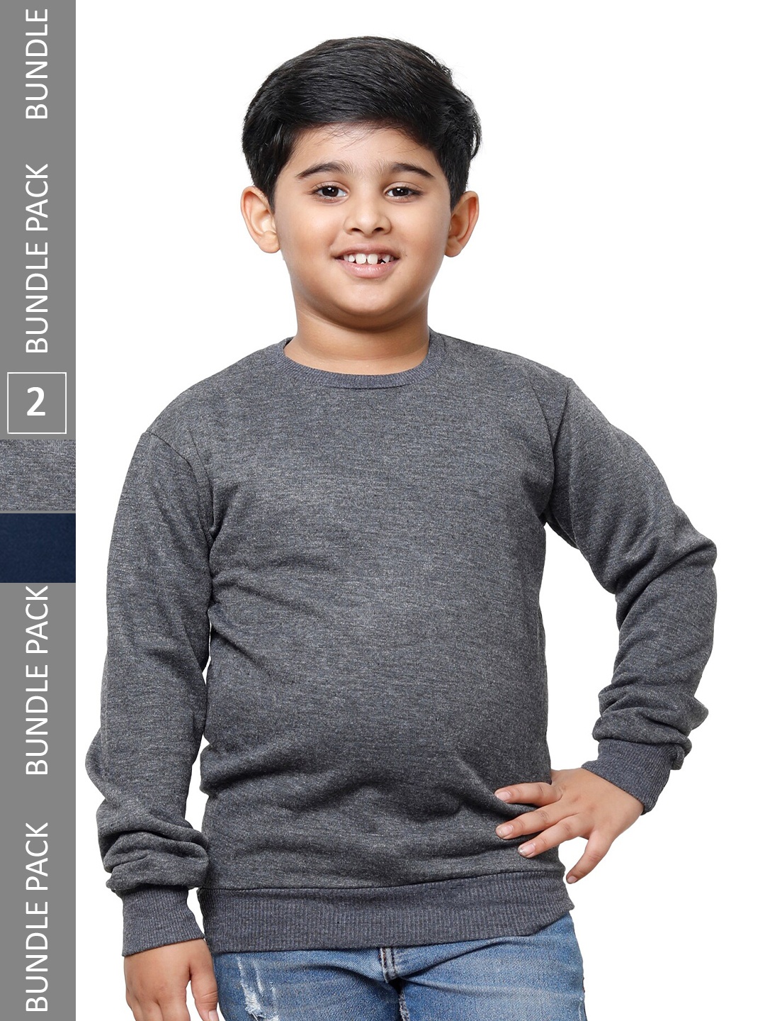 

IndiWeaves Boys Pack Of 2 Pullover Fleece Sweatshirts, Grey