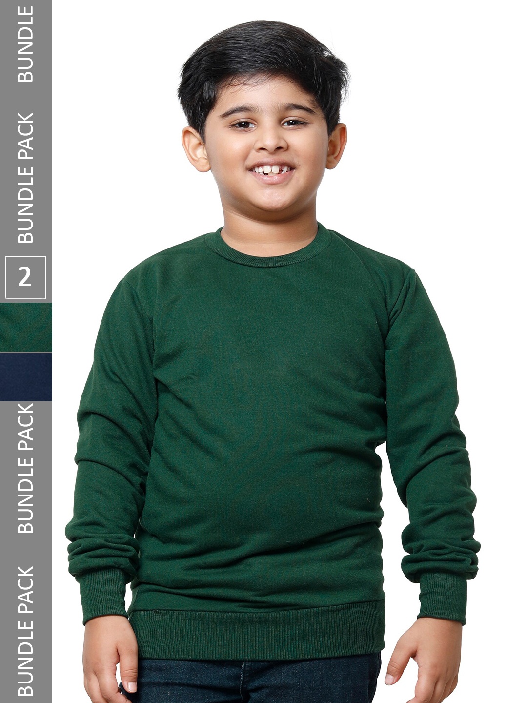 

IndiWeaves Boys Pack Of 2 Pullover Fleece Sweatshirts, Green