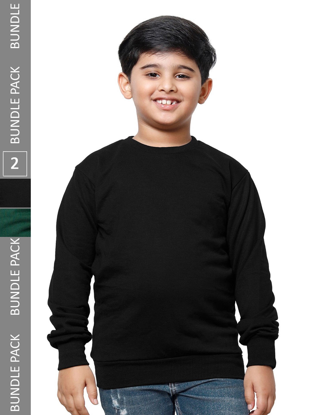 

IndiWeaves Boys Pack Of 2 Fleece Sweatshirt, Black