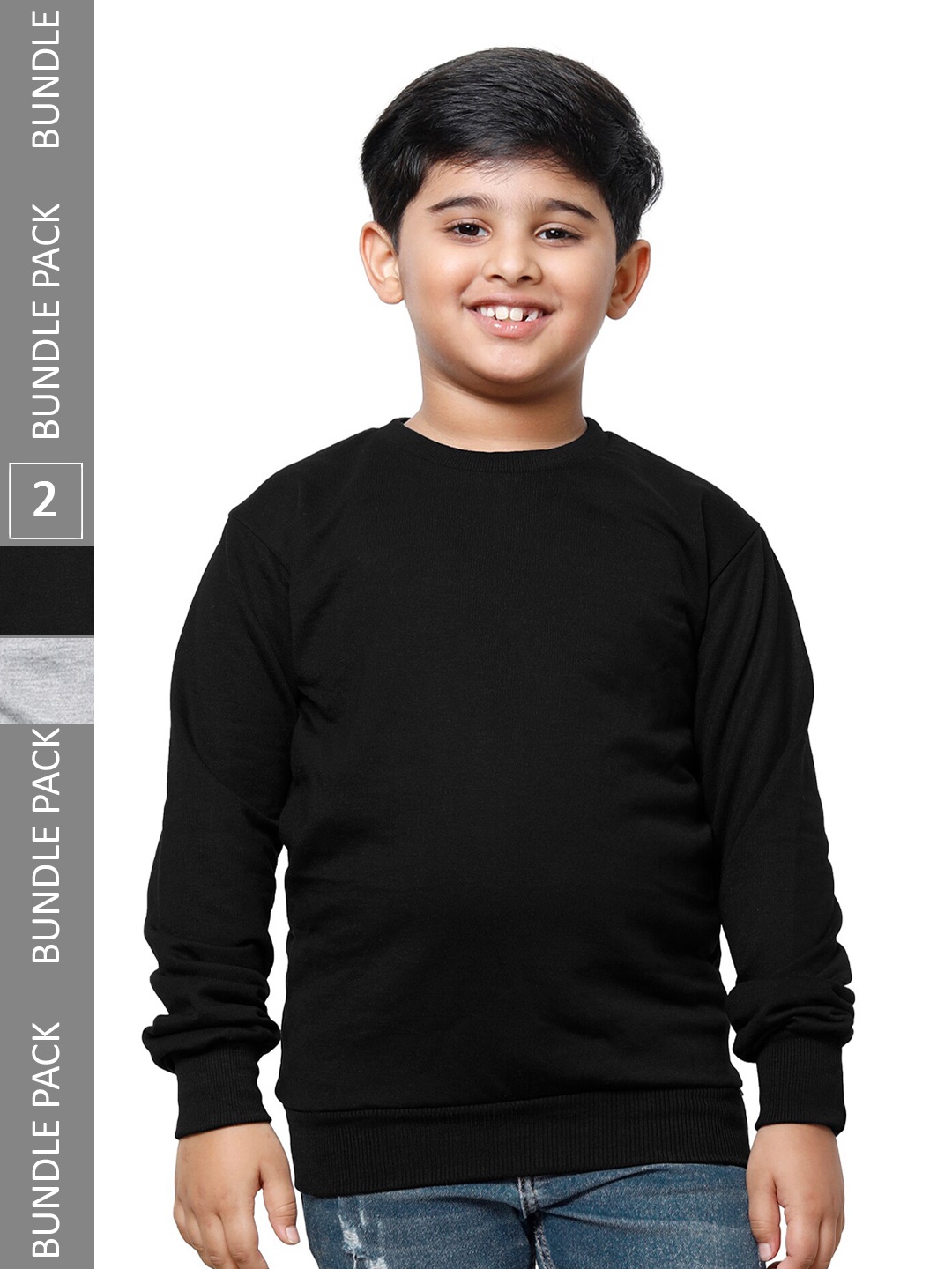 

IndiWeaves Boys Pack Of 2 Fleece Sweatshirt, Black