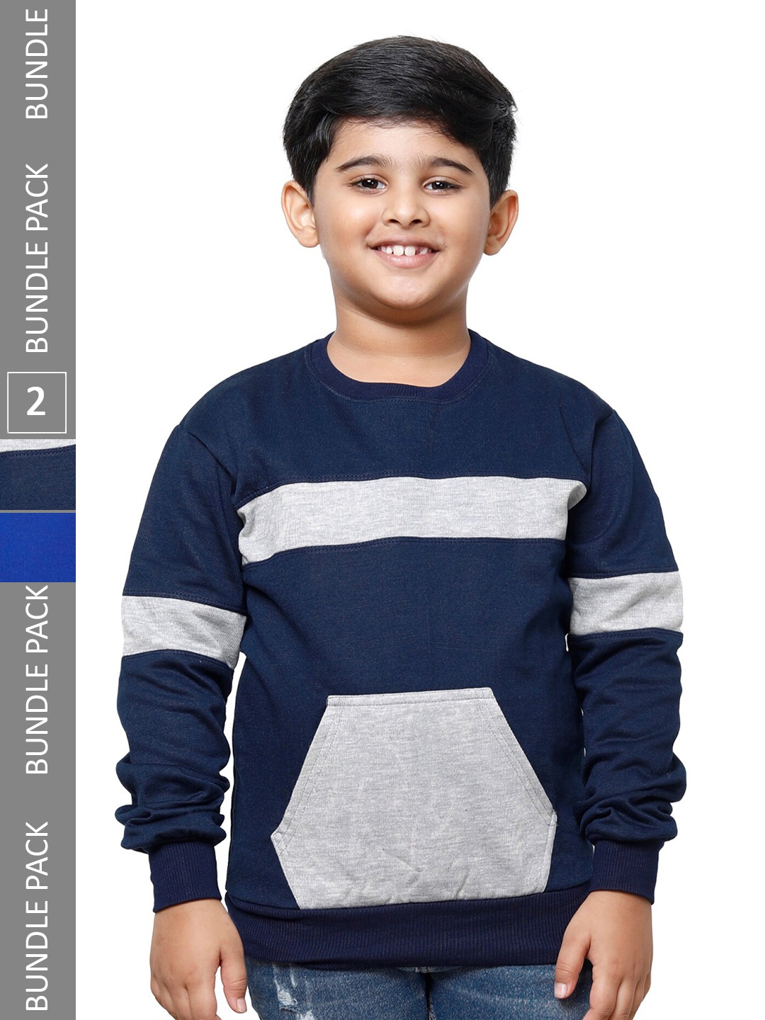 

IndiWeaves Boys Pack Of 2 Colourblocked Fleece Sweatshirt, Teal