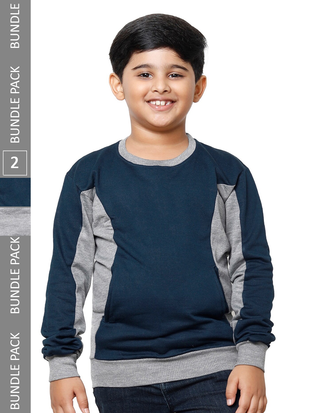 

IndiWeaves Boys Pack Of 2 Colourblocked Fleece Sweatshirt, Teal