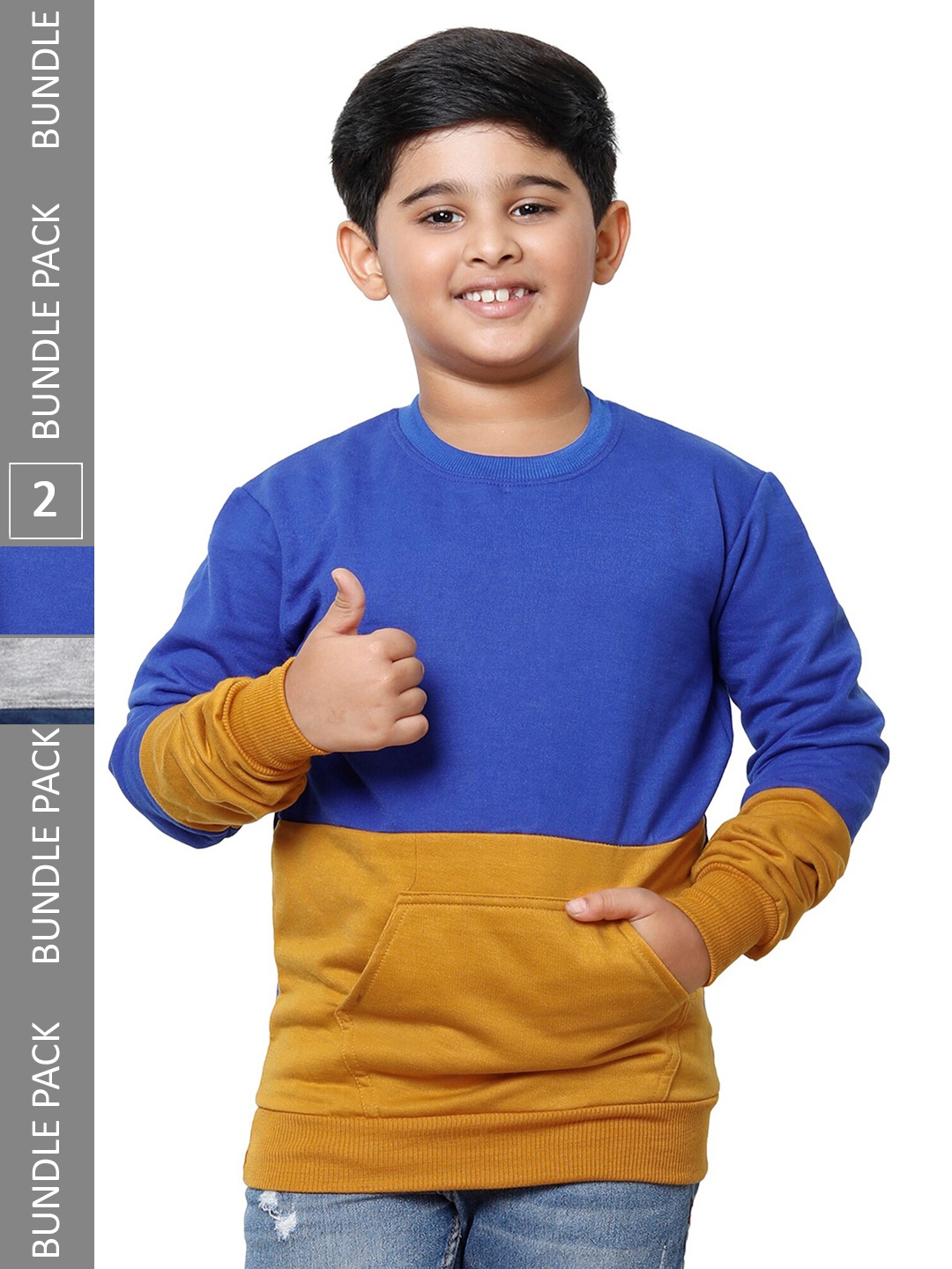 

IndiWeaves Boys Pack Of 2 Colourblocked Fleece Sweatshirt, Blue