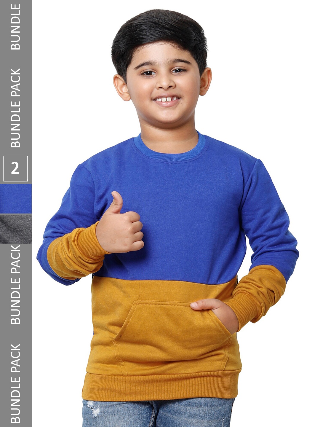 

IndiWeaves Boys Pack Of 2 Colourblocked Fleece Sweatshirt, Blue