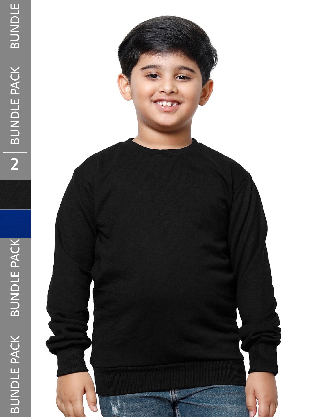 

IndiWeaves Boys Pack Of 2 Pullover Fleece Sweatshirts, Black