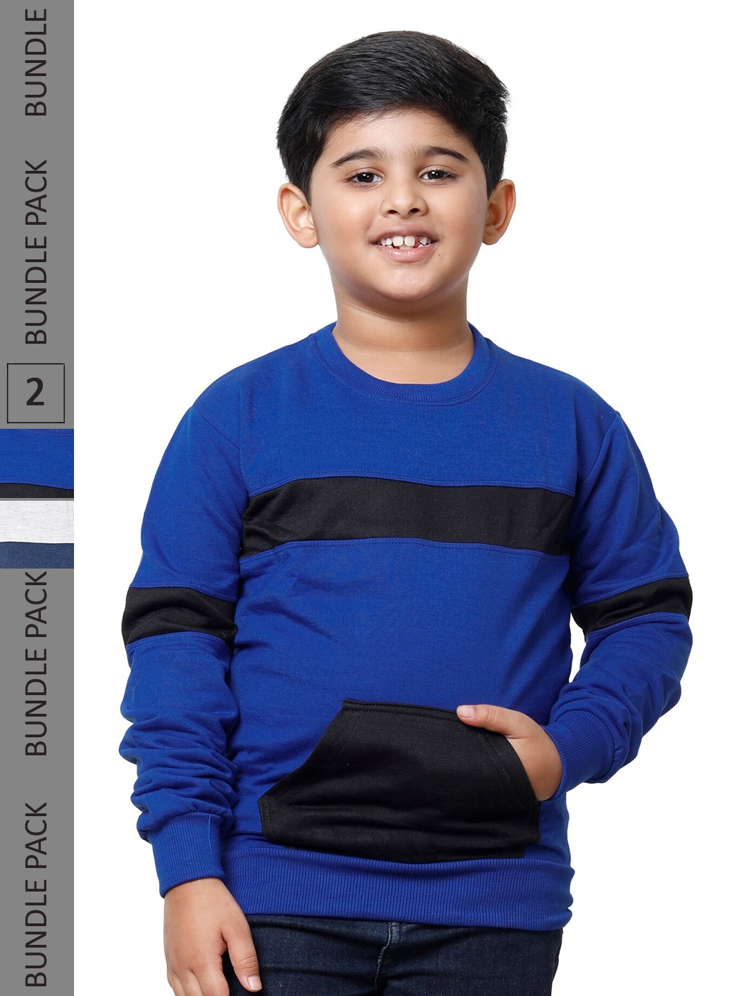 

IndiWeaves Boys Pack Of 2 Colourblocked Long Sleeves Fleece Sweatshirt, Grey