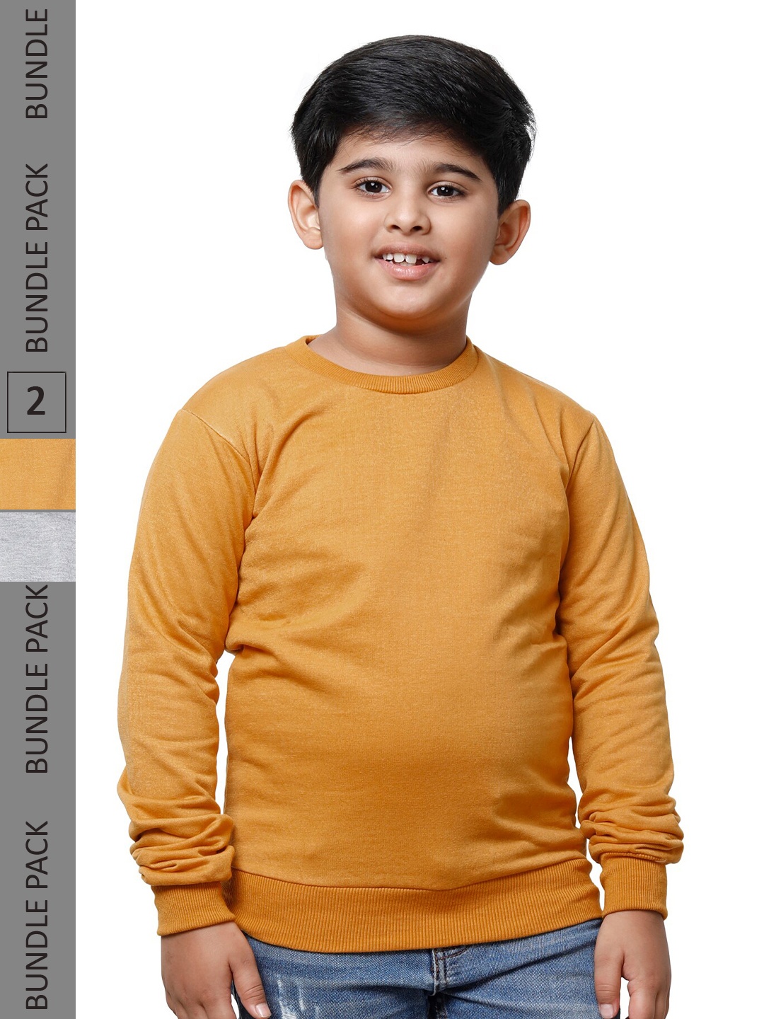 

IndiWeaves Boys Pack Of 2 Long Sleeves Fleece Sweatshirt, Mustard