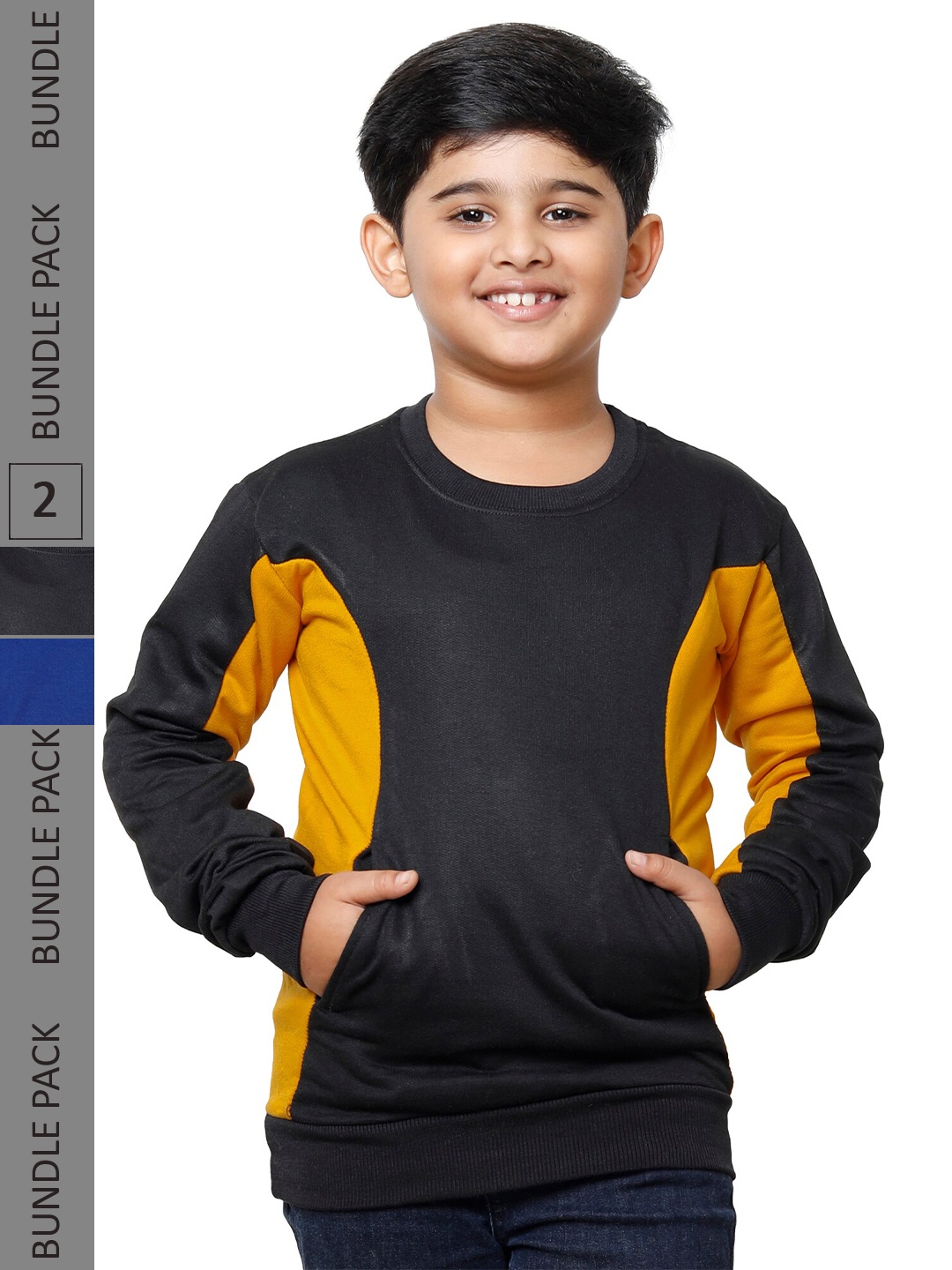 

IndiWeaves Boys Pack Of 2 Colourblocked Long Sleeves Fleece Sweatshirt, Blue