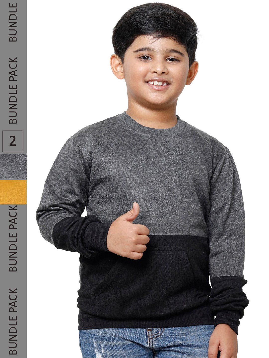 

IndiWeaves Boys Pack of 2 Colourblocked Sweatshirt, Grey