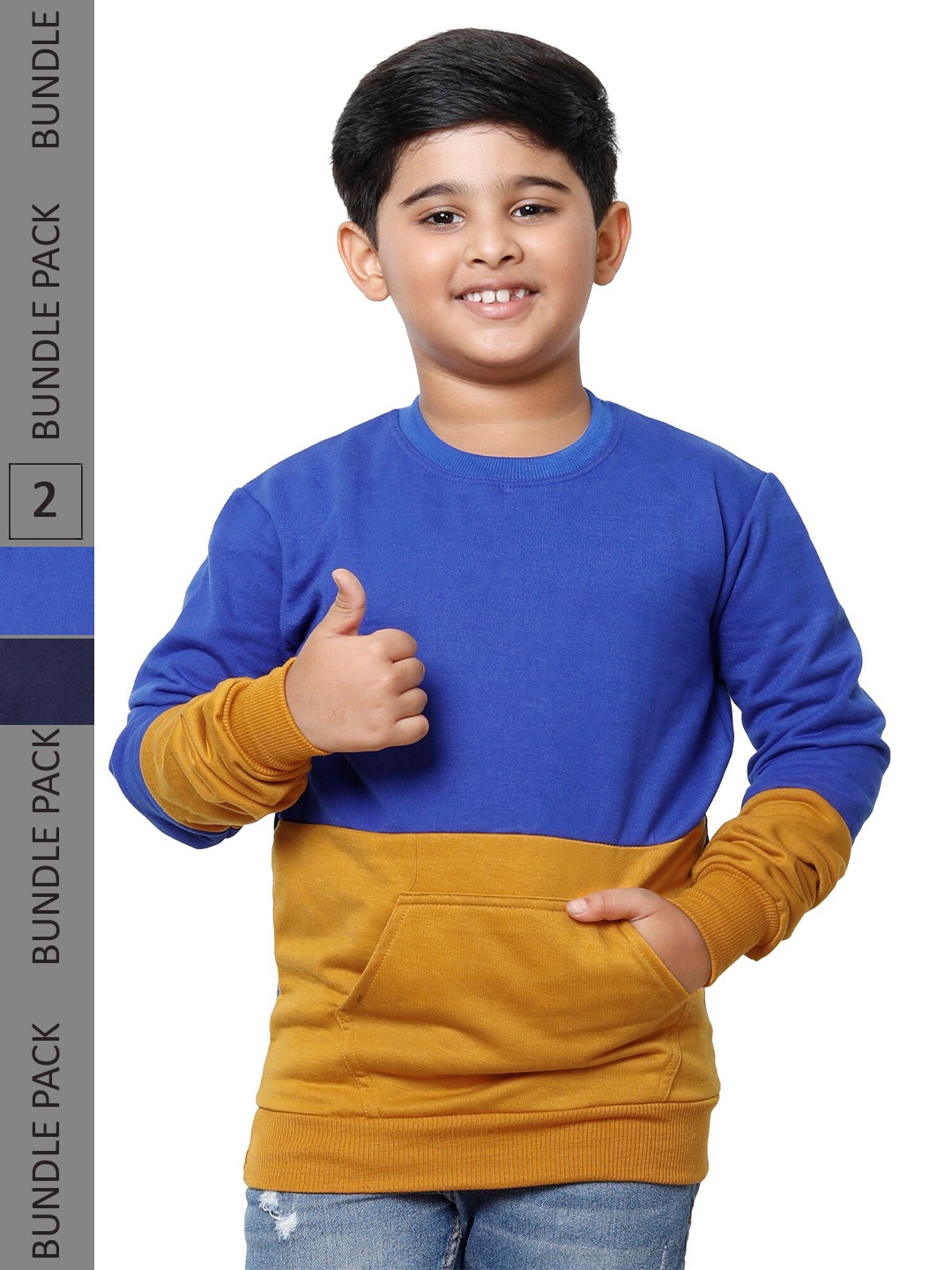 

IndiWeaves Boys Pack of 2 Colourblocked Sweatshirt, Blue